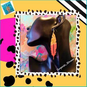 M-247: Coral Gold-Dipped Feather Earrings